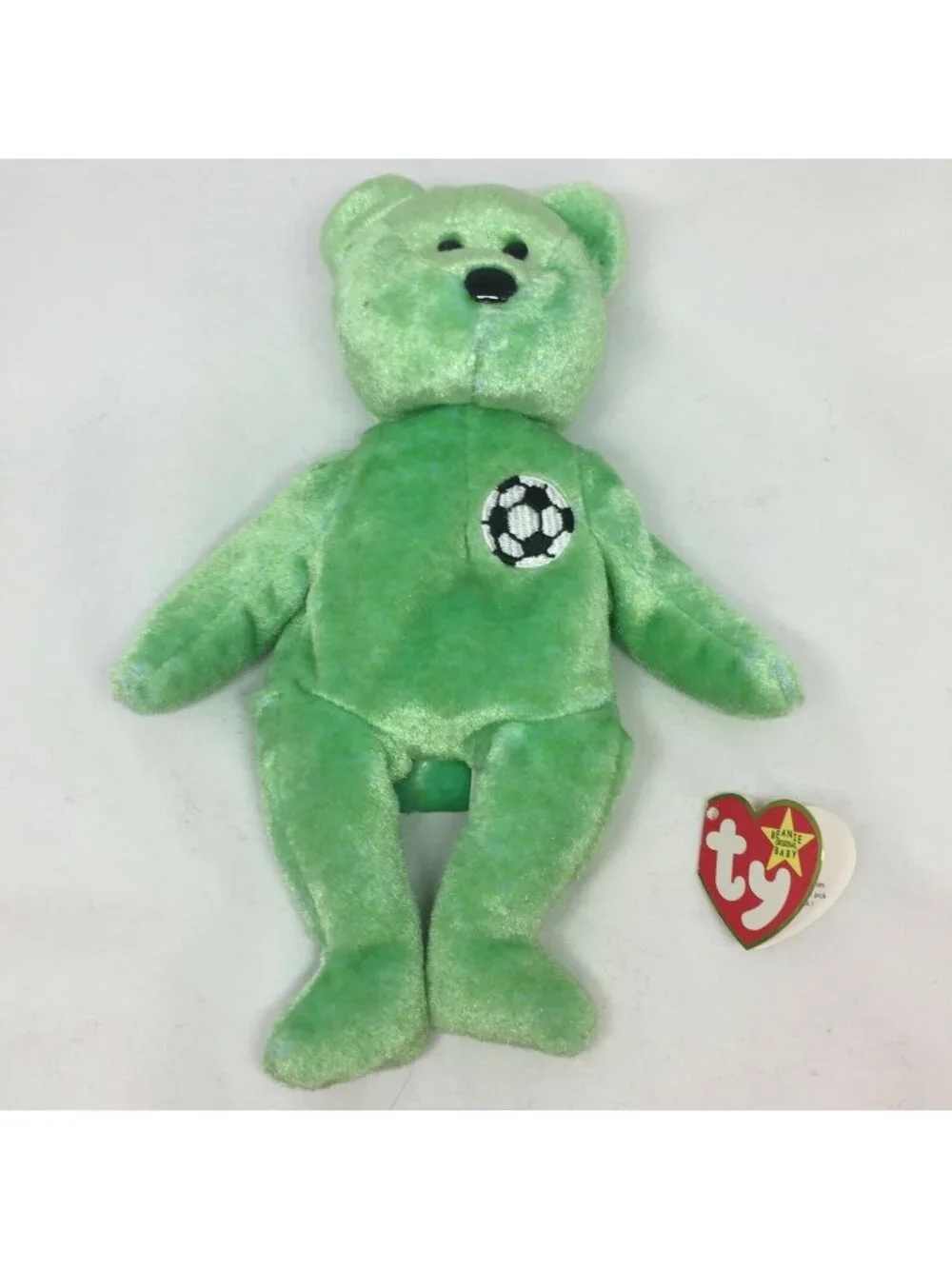 Ty Beanie Baby Green Kicks Bear Original Plush Stuffed Animal Retired W Tag 1999
